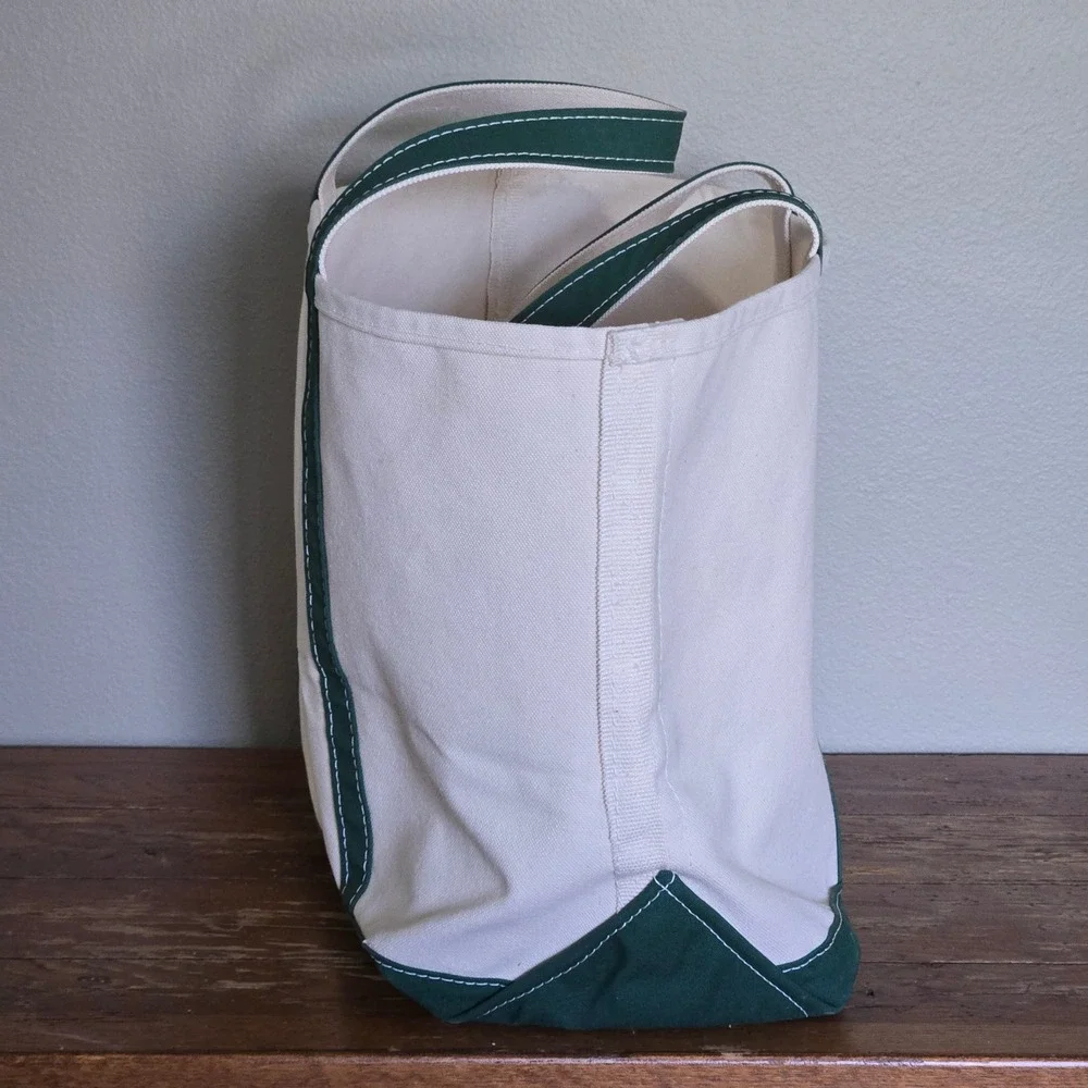 L.L.Bean Boat and Tote Bag Canvas Green X-Large Made in USA 112637